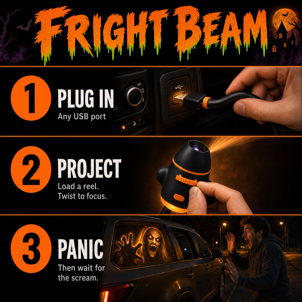 FrightBeam™ USB Car Projector